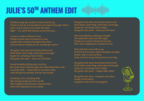 Custom song with lyrics on a digital card (and STILL delivered in 48 hours!)